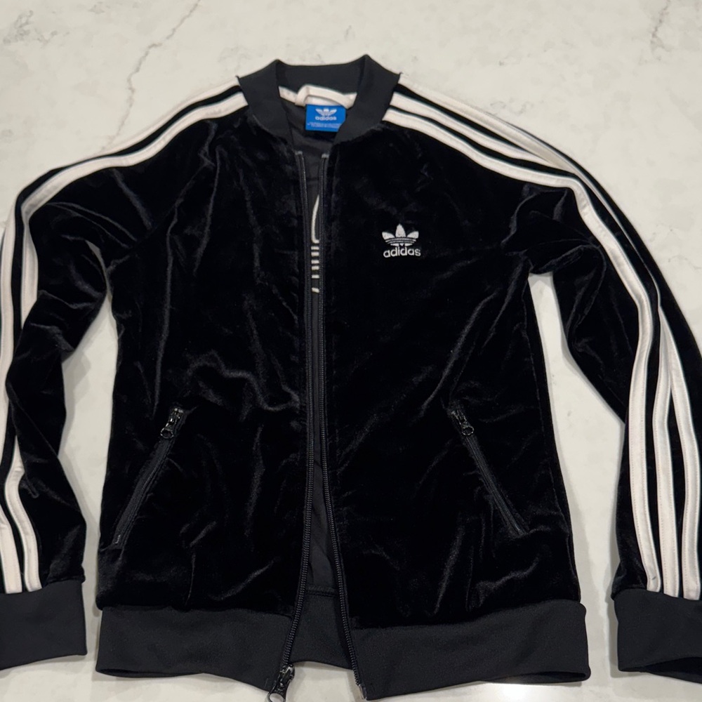 Adidas Men's Black Velvet Bomber Jacket